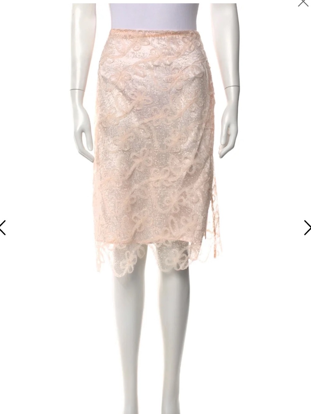 Marina Moscone Lace Tubino Overlay Pencil Skirt Pink NWT 6